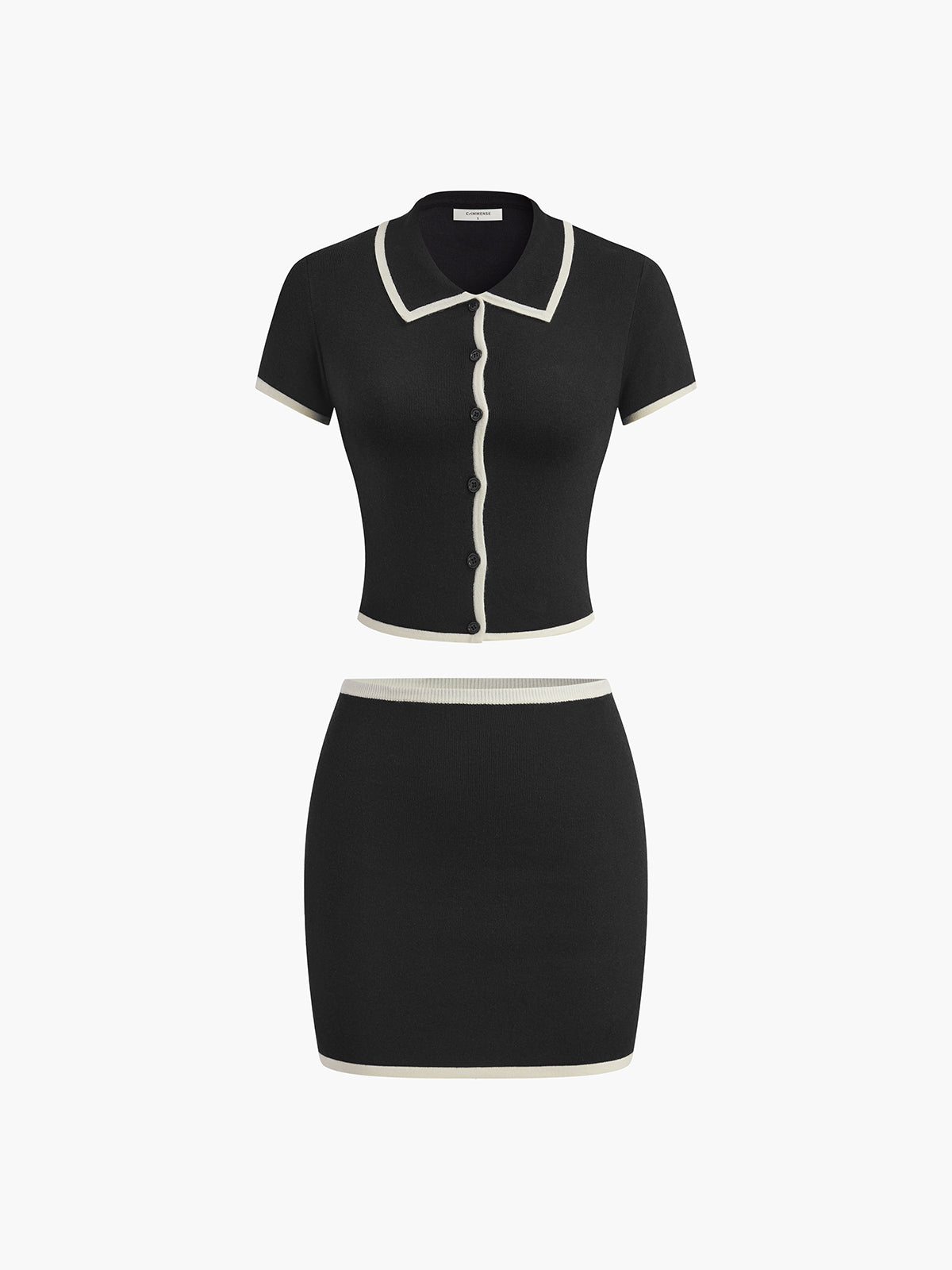 Contrast Trim Mini Skirt Set