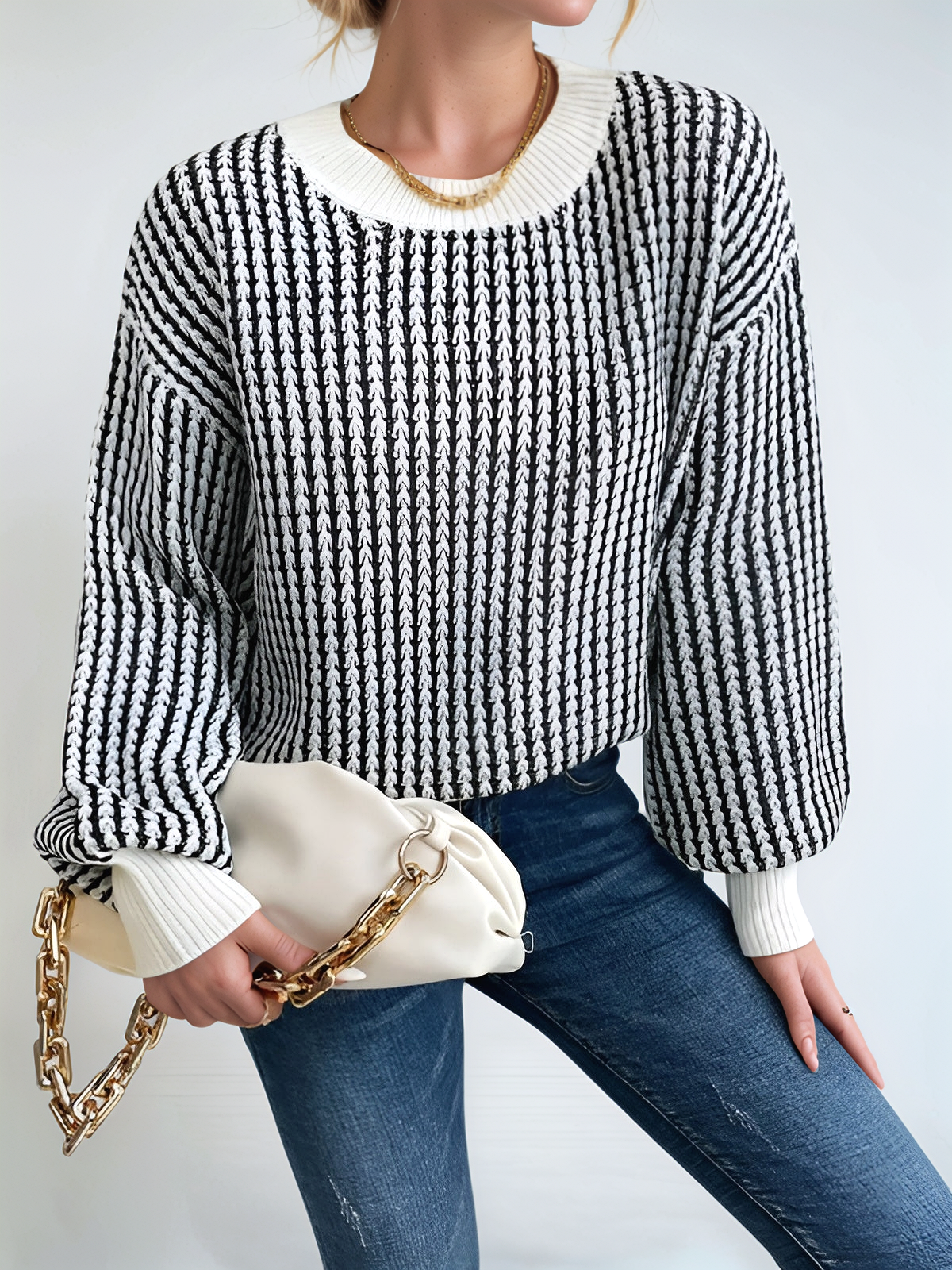 Color Block Striped Knit Top