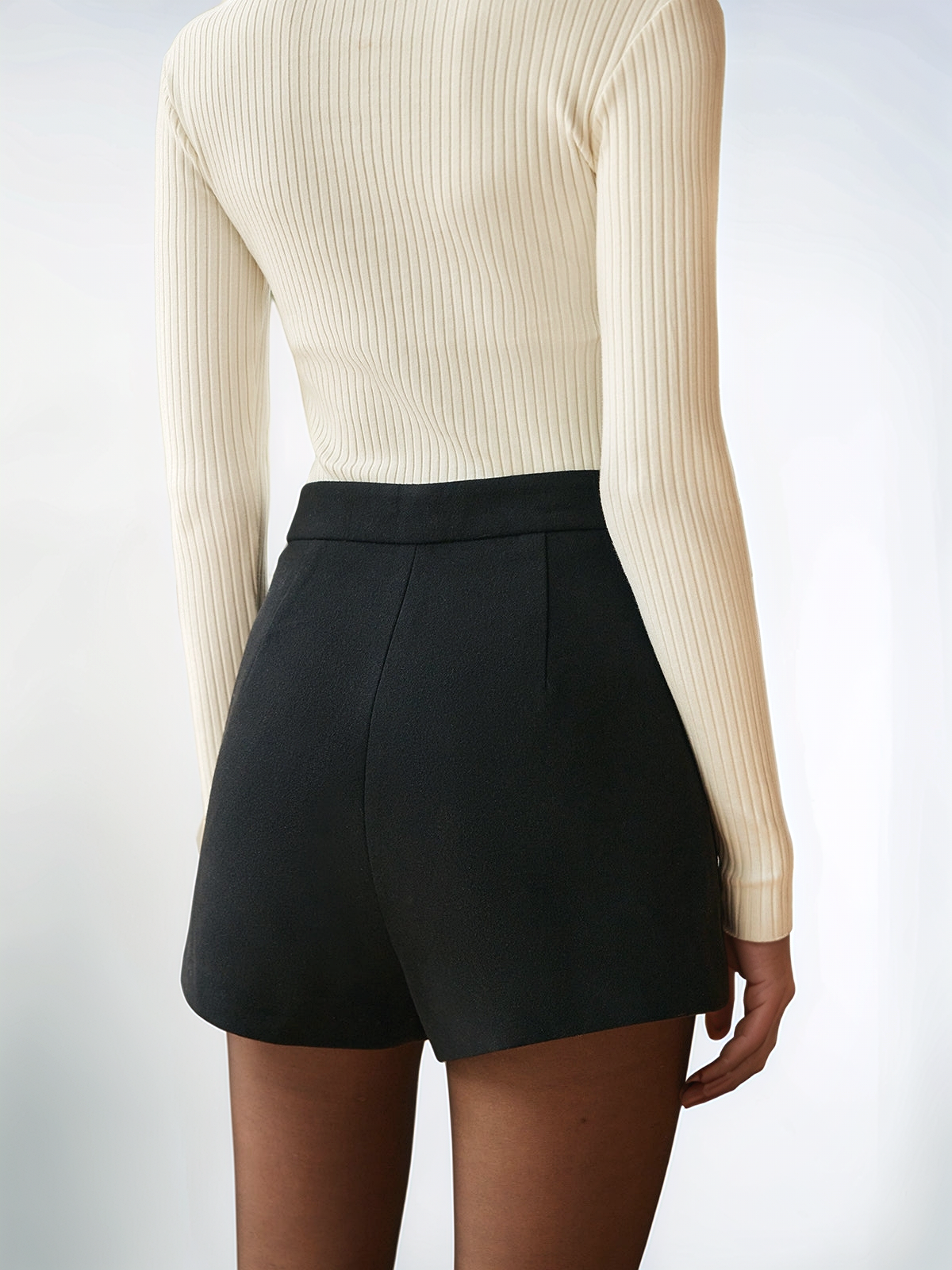 High-Waist Zipper Shorts