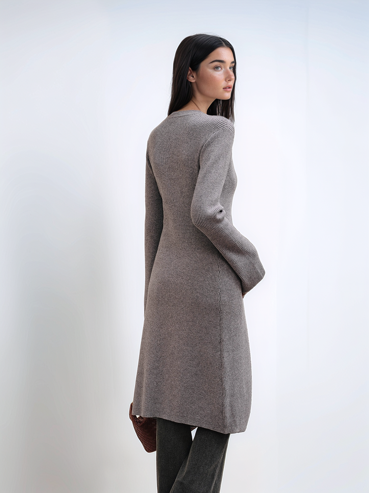 Versatile Metal Breasted Sweater Dress