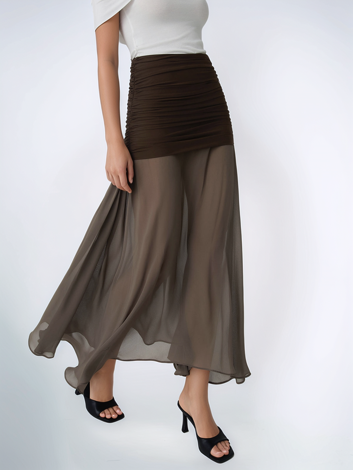 Net Chiffon Patchwork Maxi Skirt