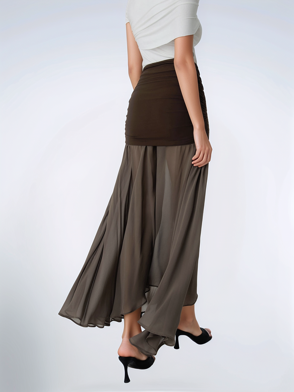 Net Chiffon Patchwork Maxi Skirt